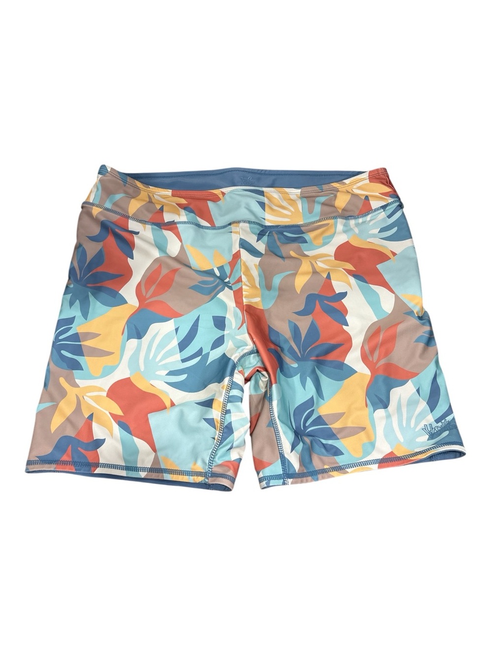 UV Skinz Reversible Beach Picasso Baltic Blue Tropical Leaf Print Swim Shorts **